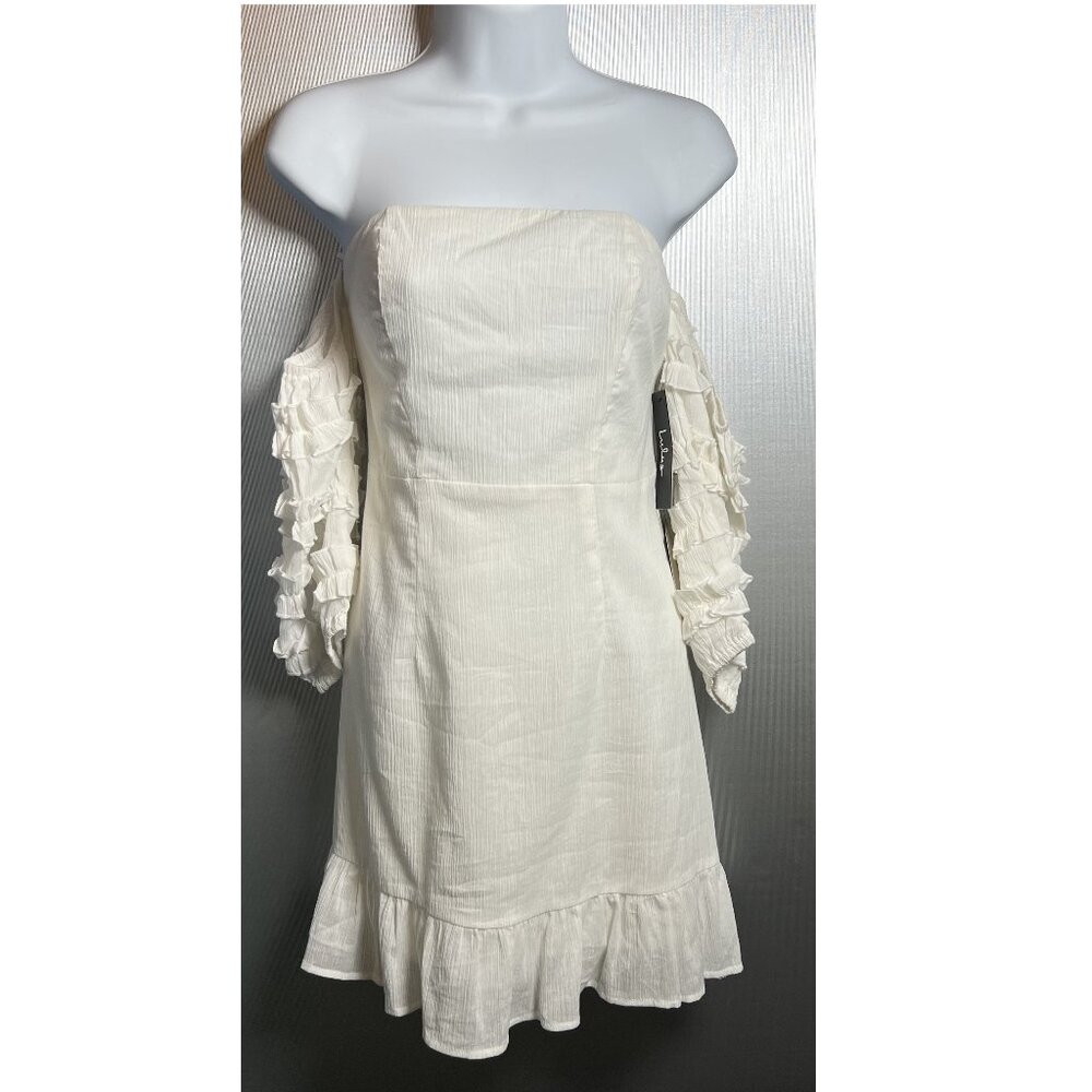 New Lulus Off White Off The Shoulder Balloon Ruffled Sleeves Size S